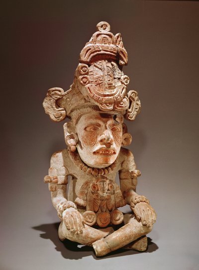 Urne représentant une divinité assise, Monte Alban, Oaxaca, Période III (poterie) - Zapotec